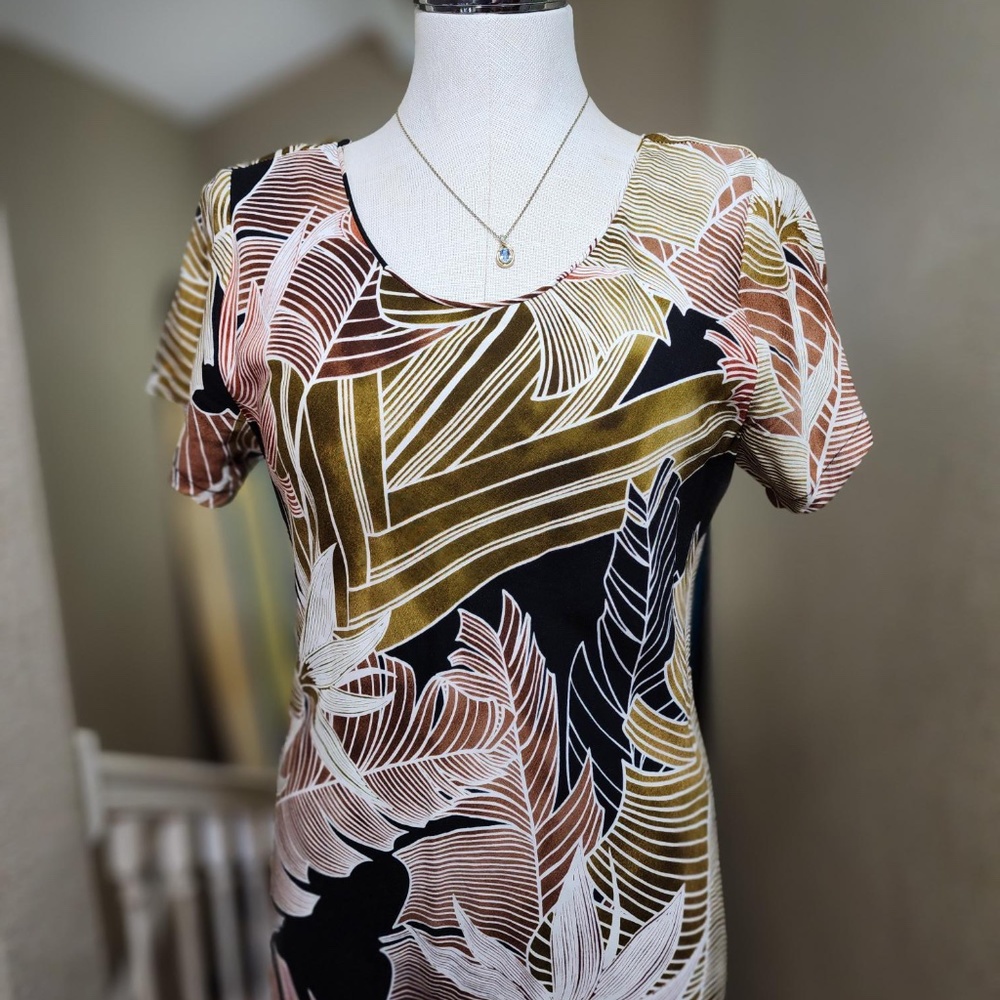 Vintage Retro Bodycon T&L Muumuu Factory Hawaiian Floral Print Dress Size 7/8